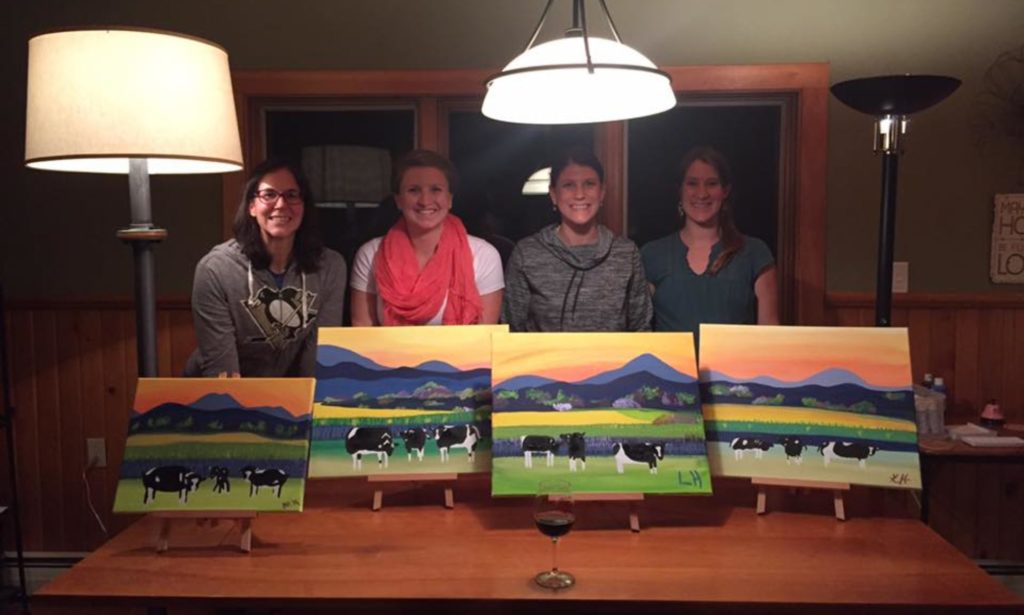 in person paint and sip class with friends