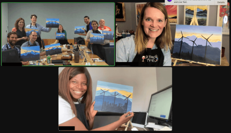 virtual paint and sip class - team building event