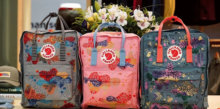 A painted pink Kanken bag