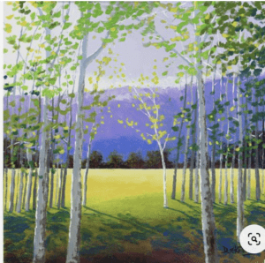birch trees shading painting idea