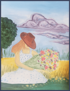 armful of flowers painting