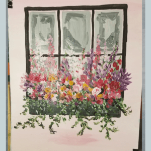 Flowers in window box easy painting idea