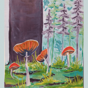 mushroom forest painting idea