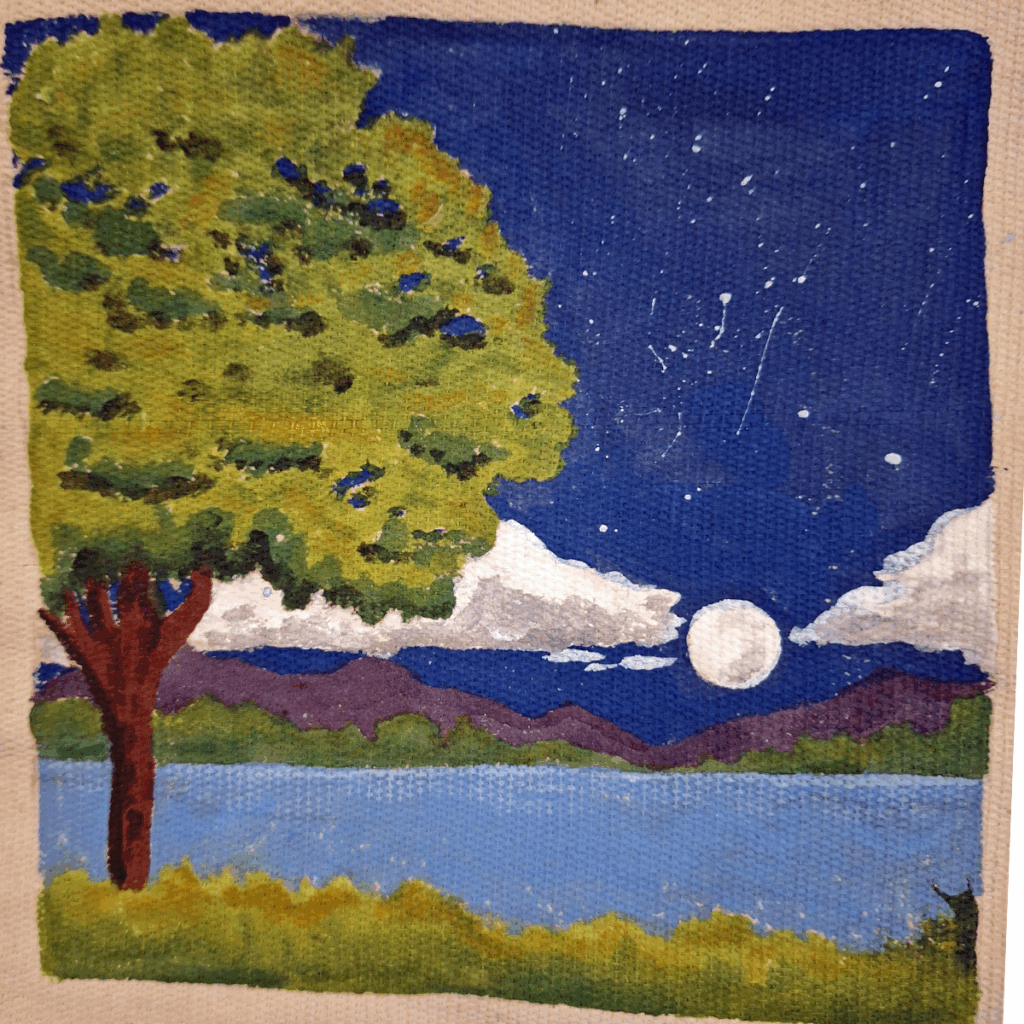 maple tree canvas tote painting