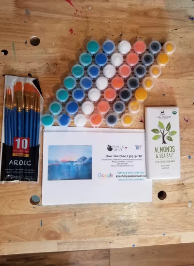virtual paint and sip class supplies