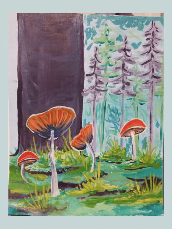 mushroom forest painting idea